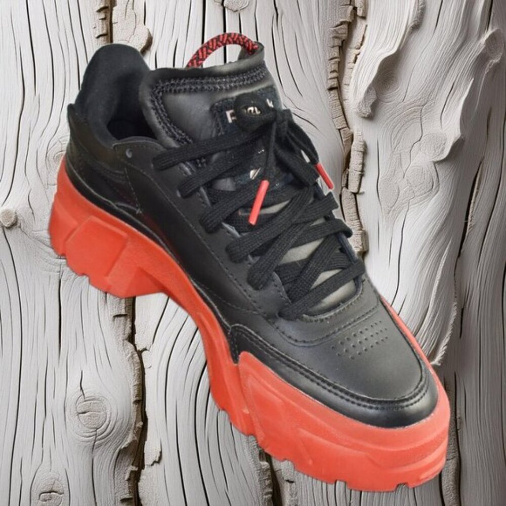 Reebok Club C Cardi Black Contrast Red Platform Leather Lace-Up, Size 6.5 - Picture 3 of 10